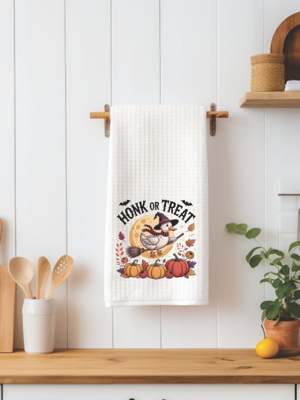 Honk or Treat Goose Decorative Kitchen Tea Towel